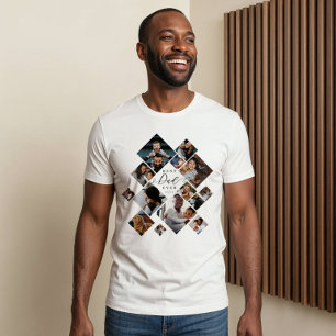 Best Dad Ever Modern Photo Collage Personalized Tri-Blend Shirt