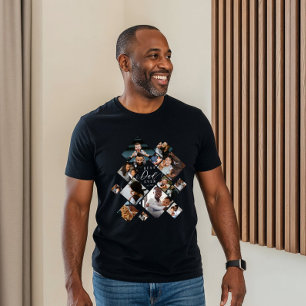 Best Dad Ever Modern Photo Collage Personalized Tri-Blend Shirt