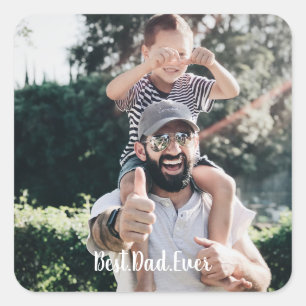 Best Dad Ever Modern Photo Collage Square Sticker