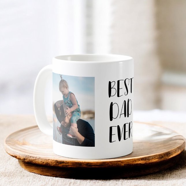 Best Dad Ever Modern Photo Cute Coffee Mug (Creator Uploaded)