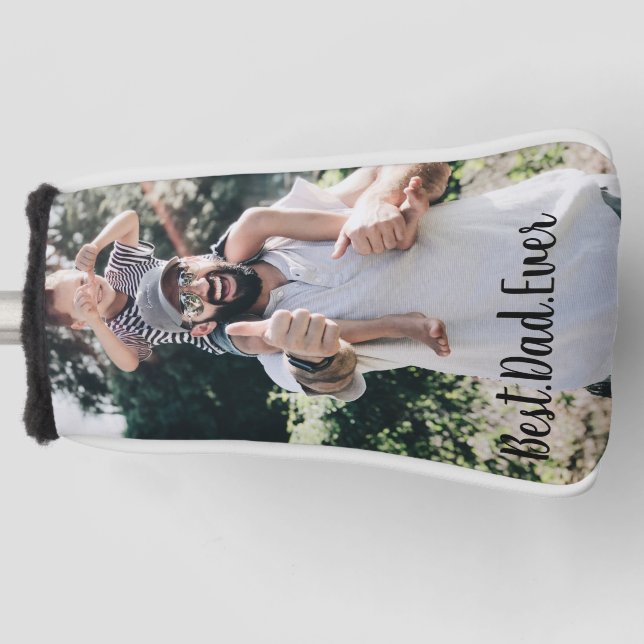 Best Dad Ever Modern Photo Golf Head Cover (Front)