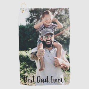 Best Dad Ever Modern Photo  Golf Towel