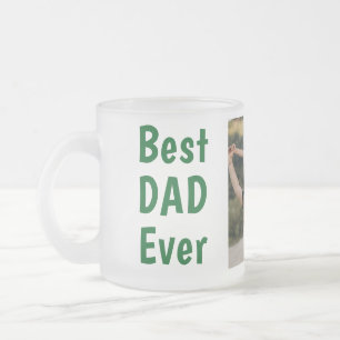 Best dad ever modern photo green Father's Day Frosted Glass Coffee Mug