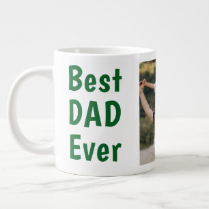Best dad ever modern photo green Father's Day Large Coffee Mug