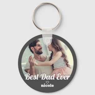 Best Dad Ever Modern Photo Keepsake Key Ring