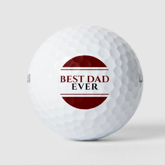Best Dad Ever Modern Red Black Father`s Day Golf Balls (Front)