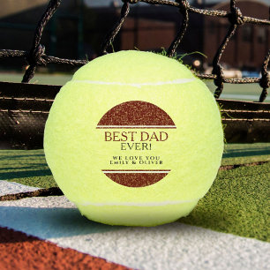 Best Dad Ever Modern Red Black Father`s Day Tennis Balls