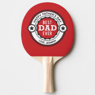 Best Dad Ever Modern Red Ping Pong Paddle