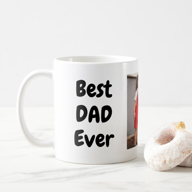 Best Dad Ever Modern Simple Photo Father's Day Coffee Mug (With Donut)