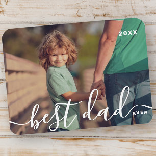 Best Dad Ever Modern Simple Playful Script Photo Magnet