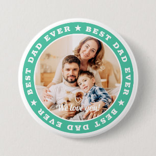 Best Dad Ever Modern Star Custom Photo 7.5 Cm Round Badge