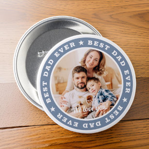 Best Dad Ever Modern Star Custom Photo 7.5 Cm Round Badge
