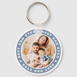 Best Dad Ever Modern Star Custom Photo Key Ring