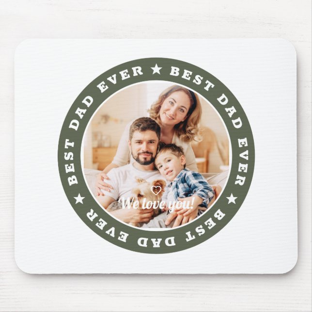 Best Dad Ever Modern Star Custom Photo Mouse Mat (Front)