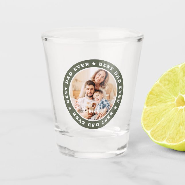 Best Dad Ever Modern Star Custom Photo Shot Glass (Front)