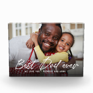 BEST DAD EVER Modern Trendy Script Photo Block