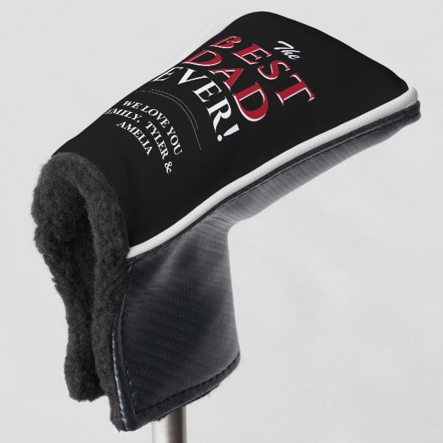 Best Dad Ever Modern Typography Black Father Golf Head Cover (3/4 Front)