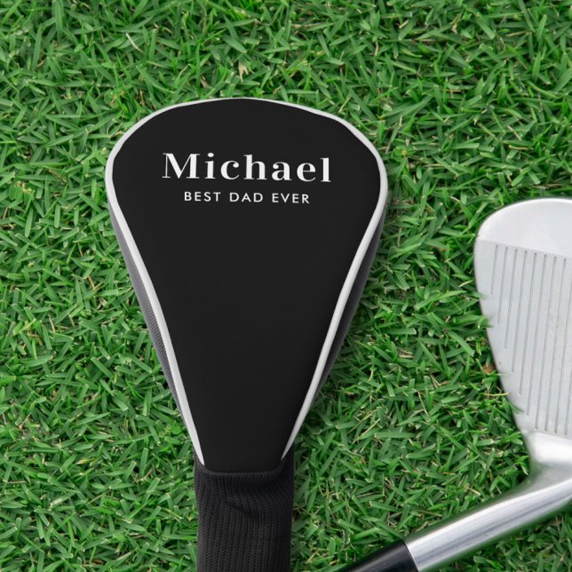 Best Dad Ever Monogram Black Golf Head Cover (Creator Uploaded)