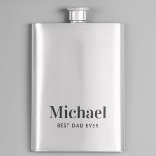 Best Dad Ever Monogram Hip Flask