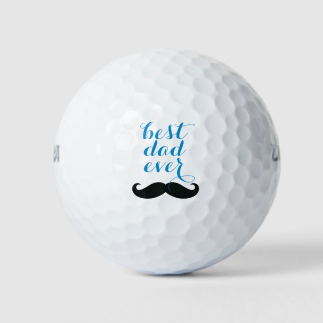 Best Dad Ever Moustache Custom Happy Father's Day Golf Balls (Front)