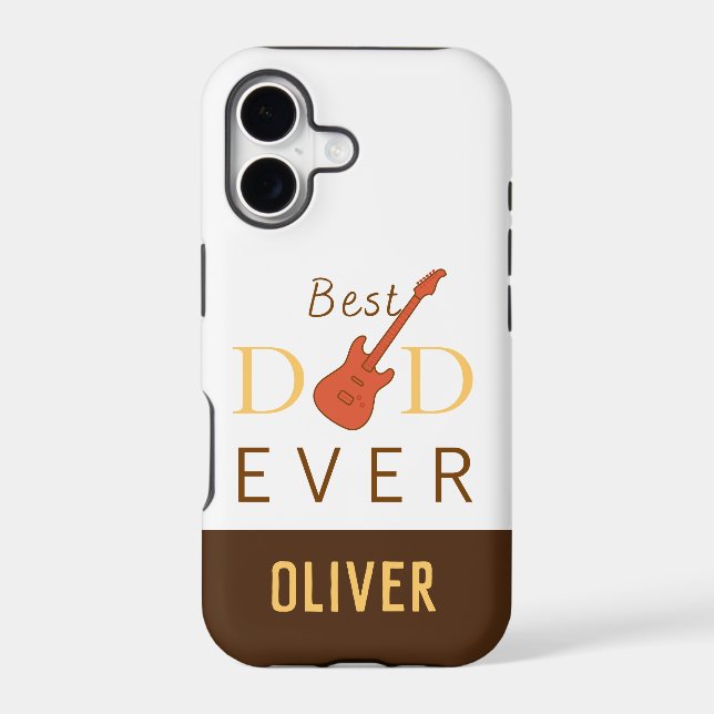 Best Dad Ever Music Guitar Modern Name Fathers Day (Back)