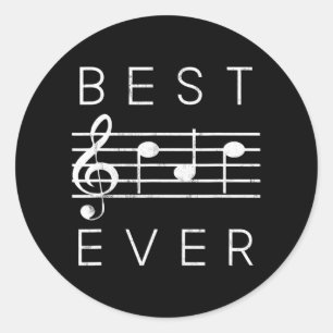Best Dad Ever Music Notes Funny Fathers Day Classic Round Sticker