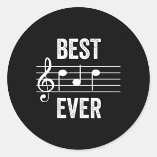 Best Dad Ever Music Notes Funny Fathers Day Gift  Classic Round Sticker