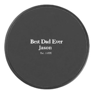 Best dad ever name est. Year father daddy gifts si Hockey Puck