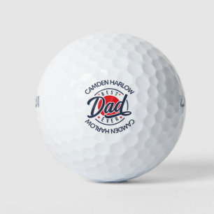 Best Dad Ever Name Red White Blue Golf Balls