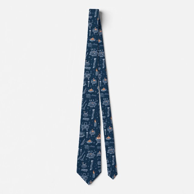 Best Dad Ever Neck Tie with BBQ Feast Design (Front)