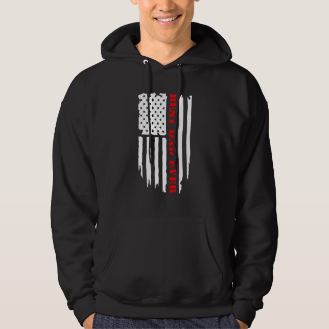Best Dad Ever on American Flag Hoodie (Front)
