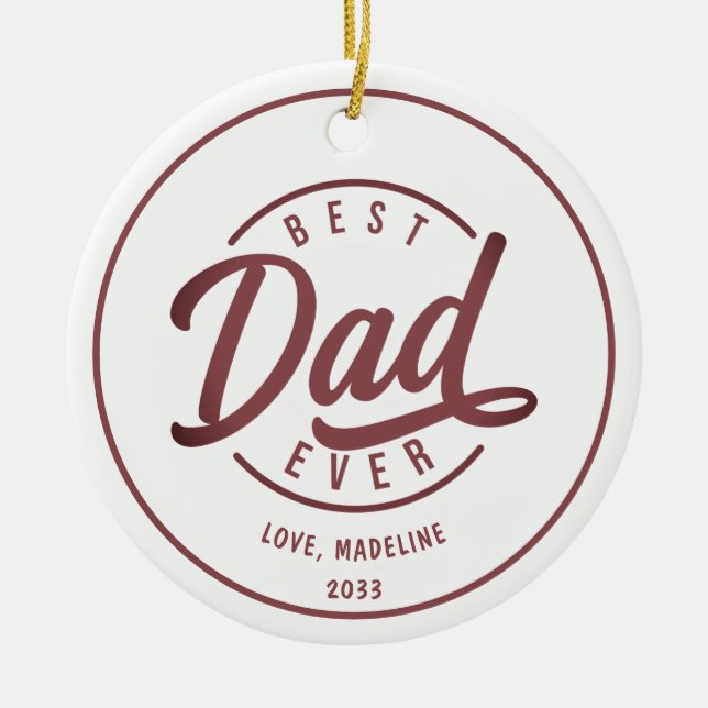 Best Dad Ever One Photo Modern Script Ceramic Tree Decoration (Front)