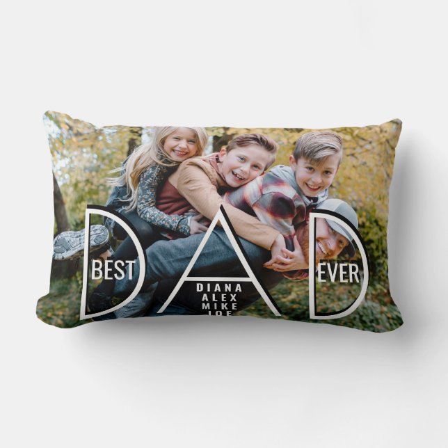 Best Dad Ever, Our Super Dad Father's Day Photo Lumbar Cushion (Front)