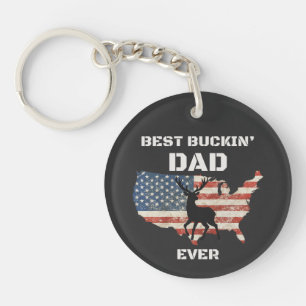 Best Dad Ever Patriotic Deer Hunting Father's Day Key Ring