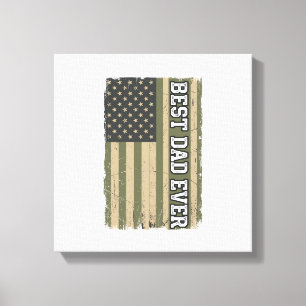 Best Dad Ever Patriotic Flag Vintage Father Shirt_ Canvas Print