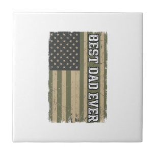 Best Dad Ever Patriotic Flag Vintage Father Shirt_ Tile