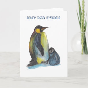 Best Dad Ever Penguins watercolor Greeting Card