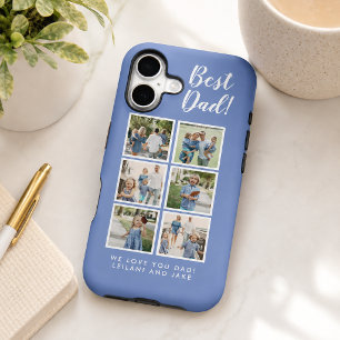 Best Dad Ever Periwinkle Blue 6 Photo Collage iPhone 15 Case