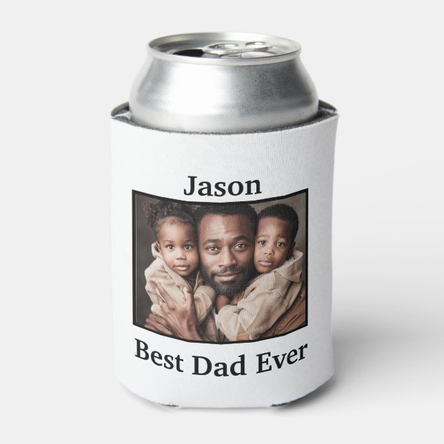 Best Dad Ever Personalise African American Can Cooler (Can Front)