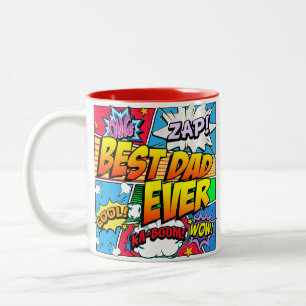 Best Dad Ever Personalise Comic Book Two-Tone Coffee Mug