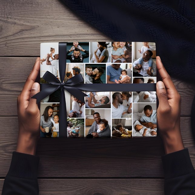 Best Dad Ever Personalised Family Photo Collage Wrapping Paper Sheet (Best Dad Ever Personalized Family Photo Collage Wrapping Paper Sheets)