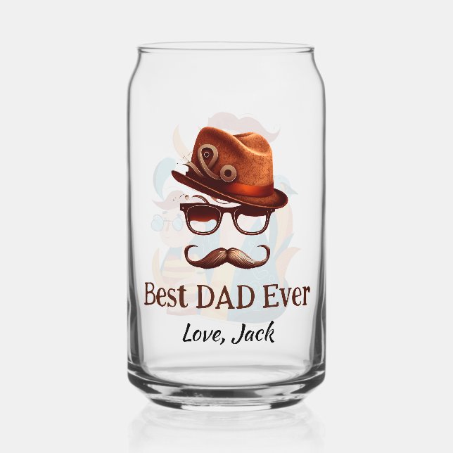 Best Dad Ever -  Personalised Father's Day Gift Can Glass (Back)