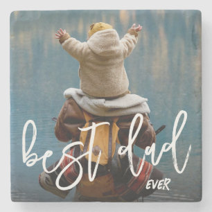 Best Dad Ever Personalised Father's Day Photo Stone Coaster