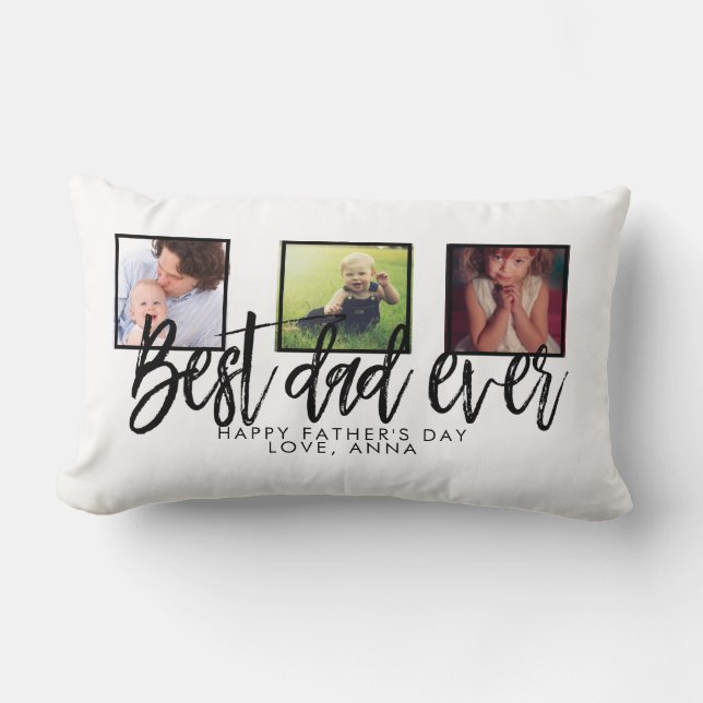 Best Dad Ever Personalised Gift for Fathers Day Lumbar Cushion (Front)