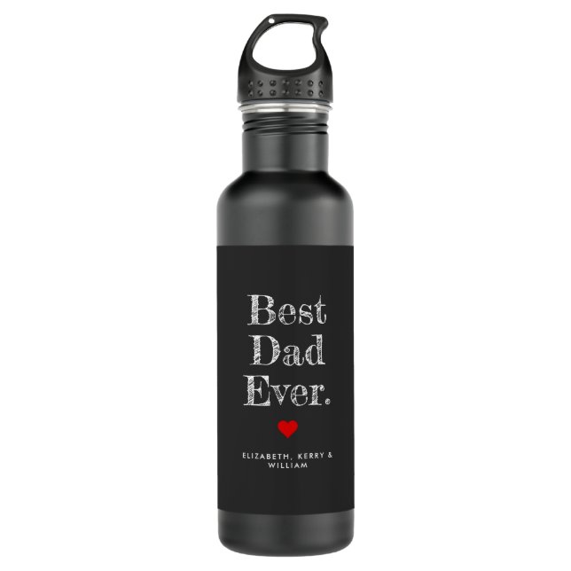 Best Dad Ever Personalised Names 710 Ml Water Bottle (Front)