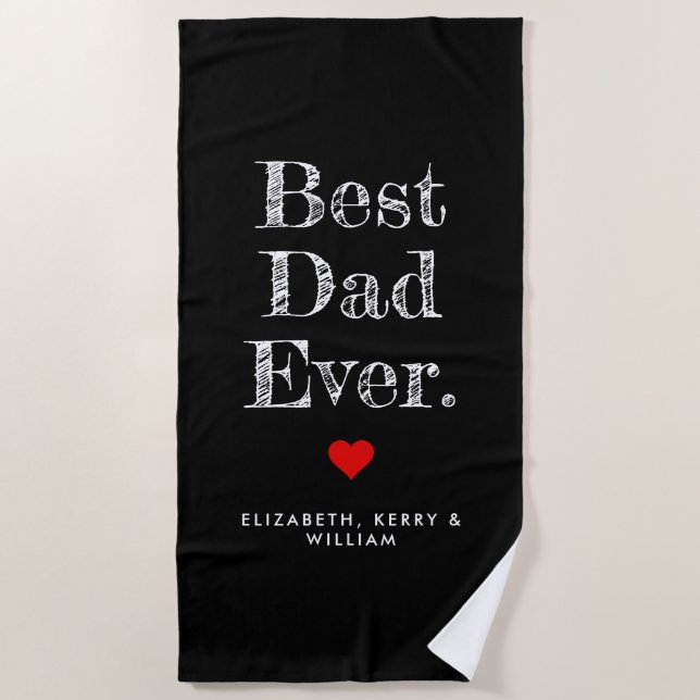 Best Dad Ever Personalised Names Beach Towel (Front)