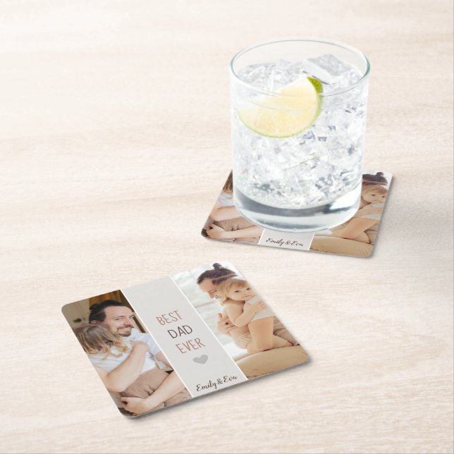 Best Dad Ever" Personalised Paper Coaster  (Insitu)