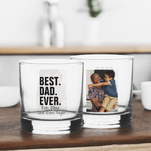 Best Dad Ever Personalised photo and text Whiskey Glass