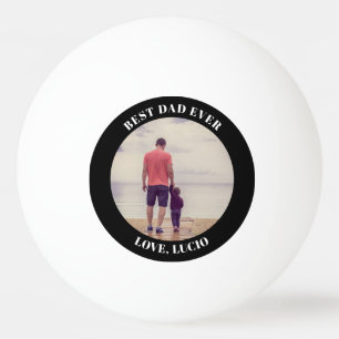Best dad ever personalised photo black ping pong ball