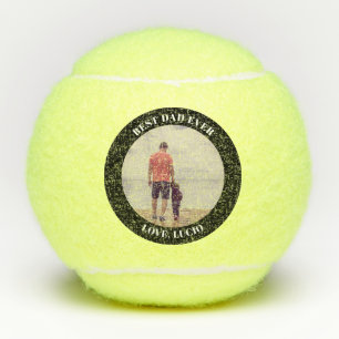Best dad ever personalised photo black tennis balls